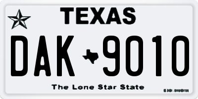 TX license plate DAK9010