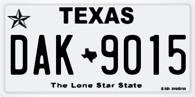 TX license plate DAK9015