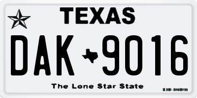 TX license plate DAK9016