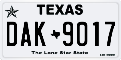 TX license plate DAK9017