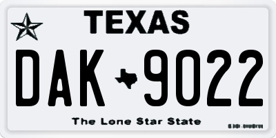 TX license plate DAK9022