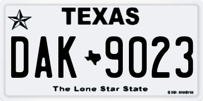 TX license plate DAK9023