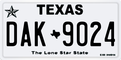 TX license plate DAK9024