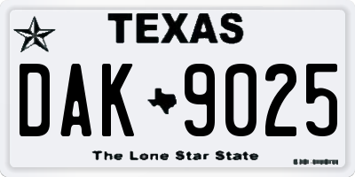 TX license plate DAK9025