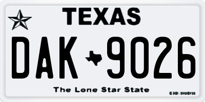 TX license plate DAK9026