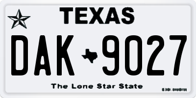 TX license plate DAK9027
