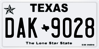 TX license plate DAK9028