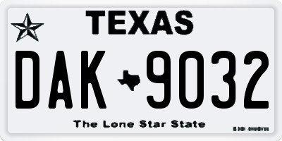 TX license plate DAK9032