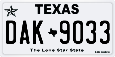 TX license plate DAK9033