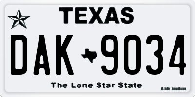 TX license plate DAK9034