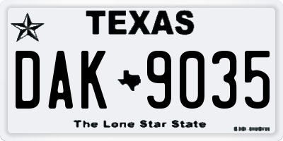TX license plate DAK9035