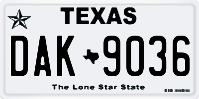 TX license plate DAK9036