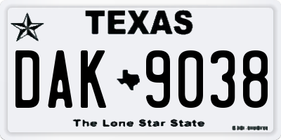 TX license plate DAK9038