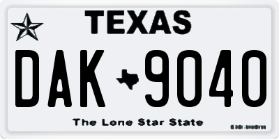 TX license plate DAK9040