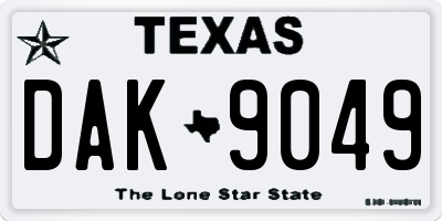 TX license plate DAK9049