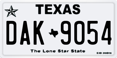 TX license plate DAK9054