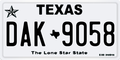 TX license plate DAK9058