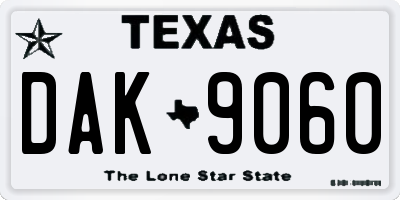 TX license plate DAK9060