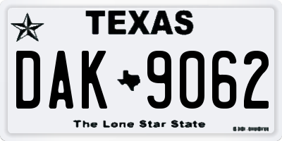TX license plate DAK9062