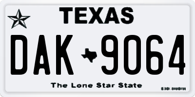 TX license plate DAK9064