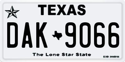 TX license plate DAK9066