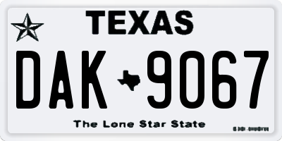 TX license plate DAK9067