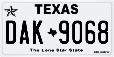 TX license plate DAK9068