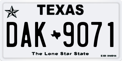 TX license plate DAK9071