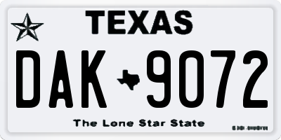 TX license plate DAK9072