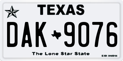 TX license plate DAK9076