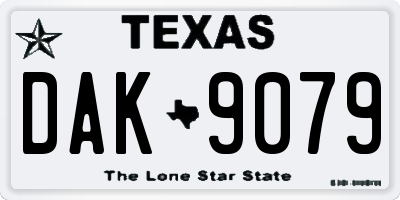 TX license plate DAK9079
