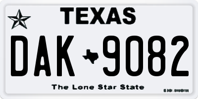 TX license plate DAK9082