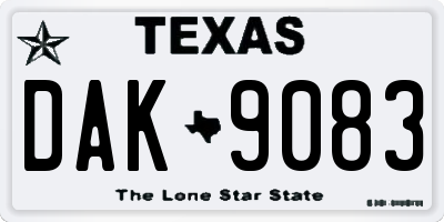 TX license plate DAK9083