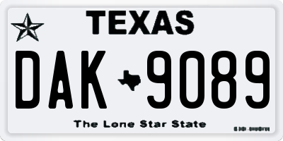 TX license plate DAK9089