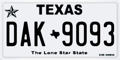 TX license plate DAK9093
