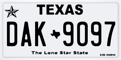 TX license plate DAK9097