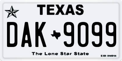 TX license plate DAK9099