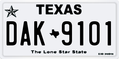 TX license plate DAK9101