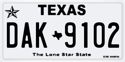 TX license plate DAK9102