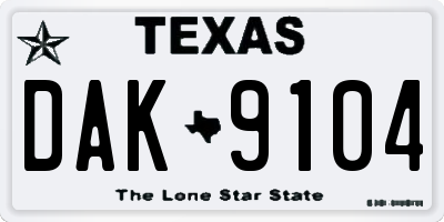 TX license plate DAK9104
