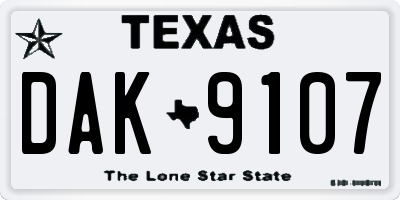 TX license plate DAK9107