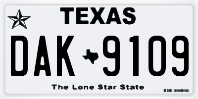 TX license plate DAK9109