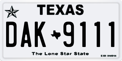 TX license plate DAK9111