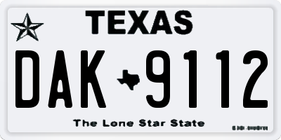 TX license plate DAK9112