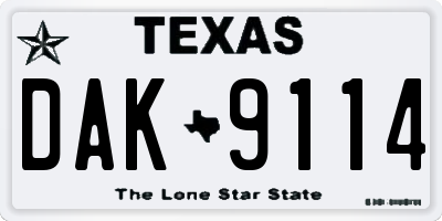 TX license plate DAK9114