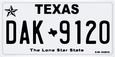 TX license plate DAK9120