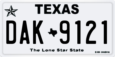 TX license plate DAK9121