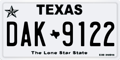 TX license plate DAK9122