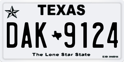 TX license plate DAK9124