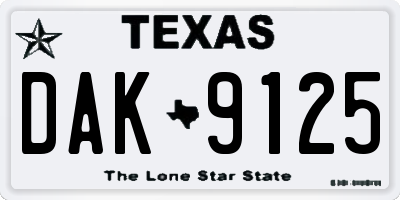TX license plate DAK9125